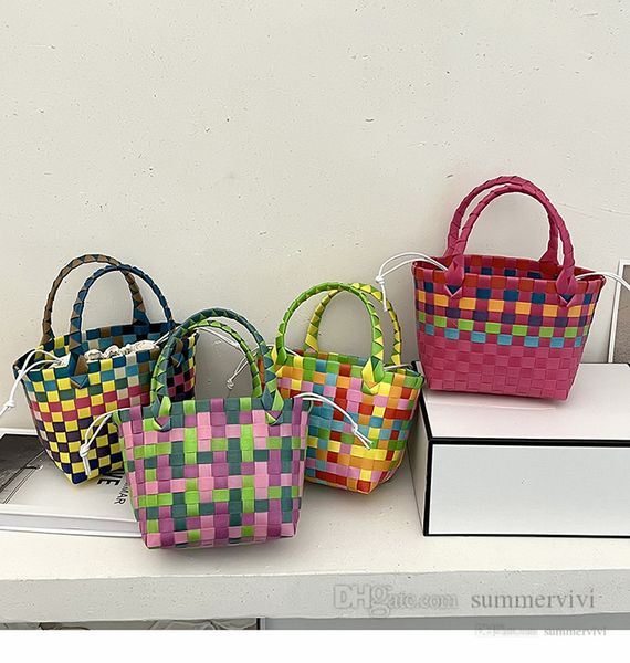 lady style children patchwork color plaid handbags girls colorful plastic weaving basket 2022 summer beach accessories for kids handbag q545, Black
lady style children patchwork color plaid handbags girls colorful plastic weaving basket 2022 summer beach accessories for kids handbag q545, Black