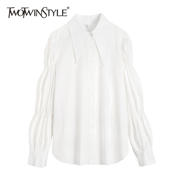 white minimalist shirt for women lapel puff long sleeve solid shirts female fashion clothing 210423
white minimalist shirt for women lapel puff long sleeve solid shirts female fashion clothing 210423