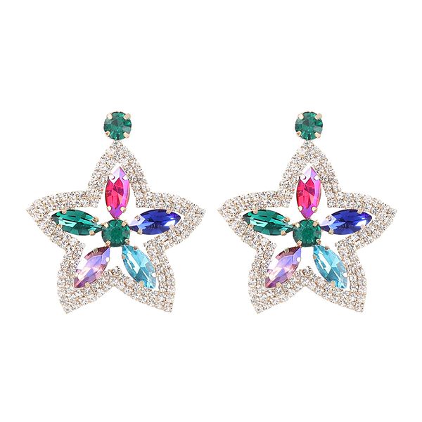star drop earring women fashion metal rhinestone stud castle party street shiny five-pointed star dangle women's elegant statement earr, Golden;silver
star drop earring women fashion metal rhinestone stud castle party street shiny five-pointed star dangle women's elegant statement earr, Golden;silver