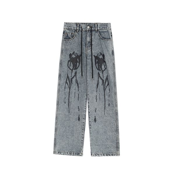 high street pockets jeans drawstring casual mens denim pants straight patchwork loose trousers, Blue
high street pockets jeans drawstring casual mens denim pants straight patchwork loose trousers, Blue