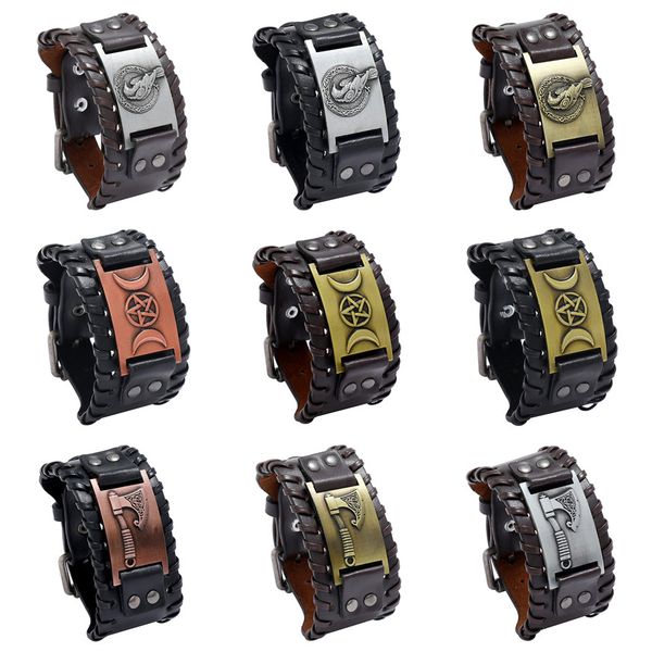 wholesale mixfashion handmade vintage leather cuff with metal charm three colors adjust size men's jewelry wristband bracelet gift, Black
wholesale mixfashion handmade vintage leather cuff with metal charm three colors adjust size men's jewelry wristband bracelet gift, Black