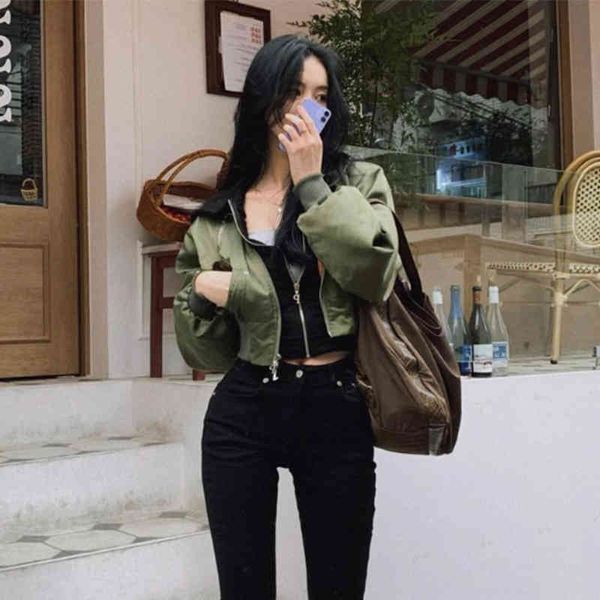 women's jackets autumn and winter korean scarf neckline tie military green short flight jacket women's, Black;brown
women's jackets autumn and winter korean scarf neckline tie military green short flight jacket women's, Black;brown