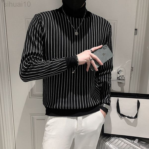 new winter men's turtleneck sweaters cotton slim knitted sweaters men stripe color casual sweaters male autumn knitwear l220801, White;black
new winter men's turtleneck sweaters cotton slim knitted sweaters men stripe color casual sweaters male autumn knitwear l220801, White;black