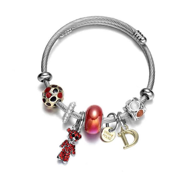 fashion diy multi-element bear pendant bracelet student steel stainless adjustable, White
fashion diy multi-element bear pendant bracelet student steel stainless adjustable, White