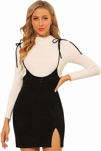 k women's high waist mini suspender skirt tie shoulder bodycon overall dress f7pj#, Black;gray
k women's high waist mini suspender skirt tie shoulder bodycon overall dress f7pj#, Black;gray