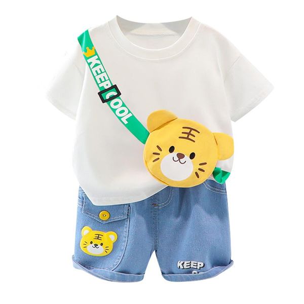 clothing sets baby children's suit summer cartoon hanging bag round neck t-shirt soft denim shorts two-piece boys' and girls', White
clothing sets baby children's suit summer cartoon hanging bag round neck t-shirt soft denim shorts two-piece boys' and girls', White