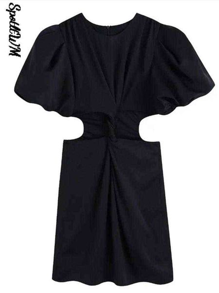 women hollow out mini black dress 2022 lace up puff sleeve dress spring female chic o neck party club evening dress t220816, Black;gray
women hollow out mini black dress 2022 lace up puff sleeve dress spring female chic o neck party club evening dress t220816, Black;gray
