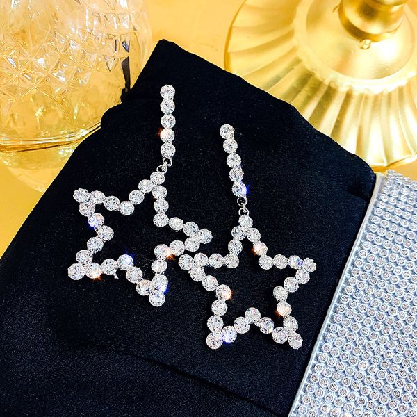 925 silver needle super flash pentagram earrings european and american exaggerated socialite temperamental earrings internet celebrity diamo, Golden
925 silver needle super flash pentagram earrings european and american exaggerated socialite temperamental earrings internet celebrity diamo, Golden