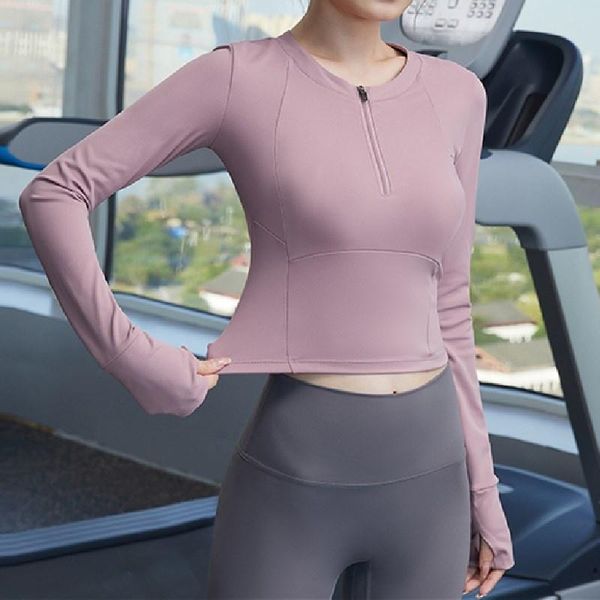yoga outfit fitness women's sports long sleeve shirt front zipper round neck blouses slim breathable gym clothing whth thumb jackyog
yoga outfit fitness women's sports long sleeve shirt front zipper round neck blouses slim breathable gym clothing whth thumb jackyog