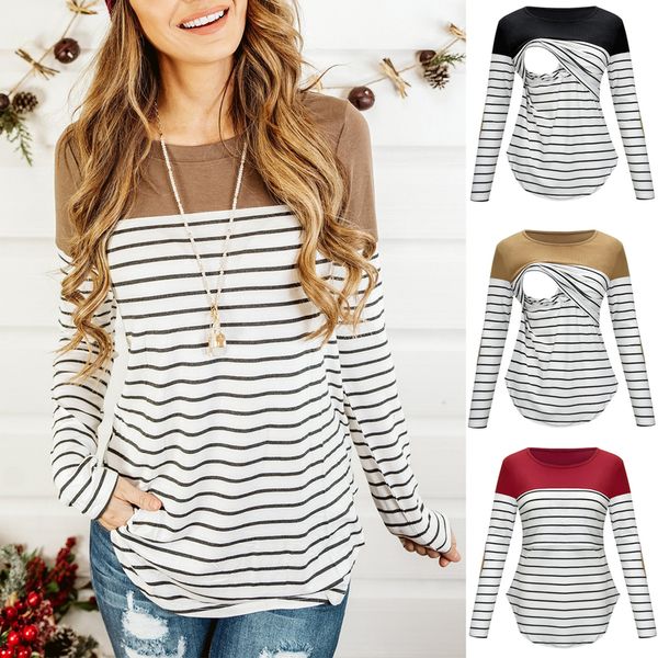 casual womens pregnant maternity clothes nursing breastfeeding t shirt pregnancy striped 220714, White
casual womens pregnant maternity clothes nursing breastfeeding t shirt pregnancy striped 220714, White