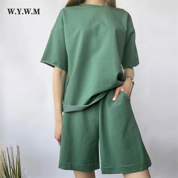 wywm summer short sleeves set casual loose two pieces cotton t shirts high waist female shorts solid harajuku tracksuit 220520, White
wywm summer short sleeves set casual loose two pieces cotton t shirts high waist female shorts solid harajuku tracksuit 220520, White