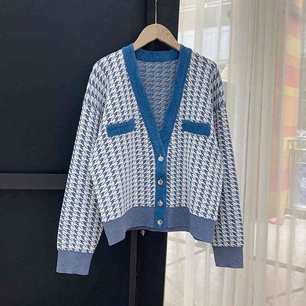 women's knits & tees fadan s family 21 early spring denim stitched thousand bird check knitted cardigan v-neck loose coat, White
women's knits & tees fadan s family 21 early spring denim stitched thousand bird check knitted cardigan v-neck loose coat, White