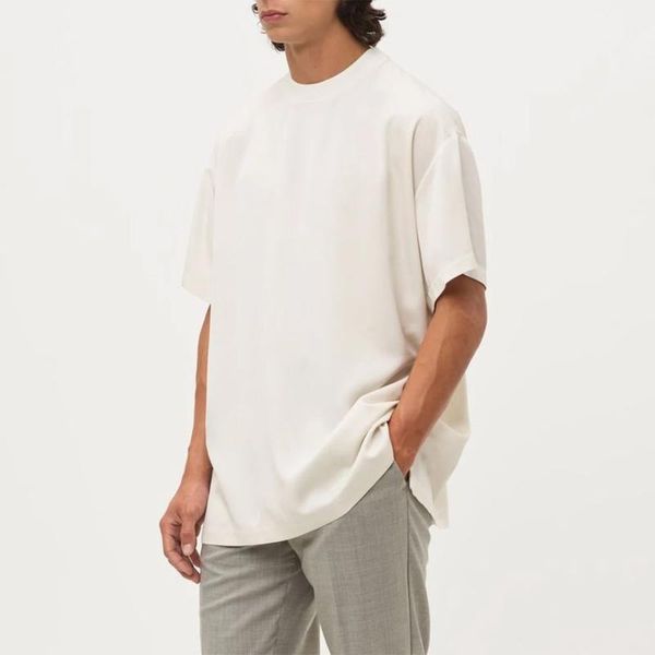 2022 summer satin bottom split t shirt fashion high street american men women tee tshirt, White;black
2022 summer satin bottom split t shirt fashion high street american men women tee tshirt, White;black