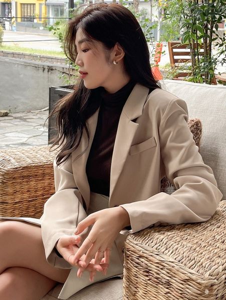 dazy lapel neck flap detail blazer m8qf#, White 
dazy lapel neck flap detail blazer m8qf#, White