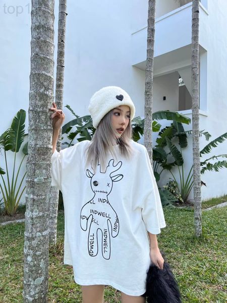 women's t-shirt designer chaopai 22 early spring new fashionable cartoon fawn letter printing loose medium long casual short sleeved wo, White
women's t-shirt designer chaopai 22 early spring new fashionable cartoon fawn letter printing loose medium long casual short sleeved wo, White