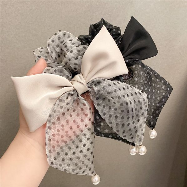 big bowknot hair rope fashion lace polka dot print hairbands pearl pandent ponytail holder women headdress, Slivery;white
big bowknot hair rope fashion lace polka dot print hairbands pearl pandent ponytail holder women headdress, Slivery;white