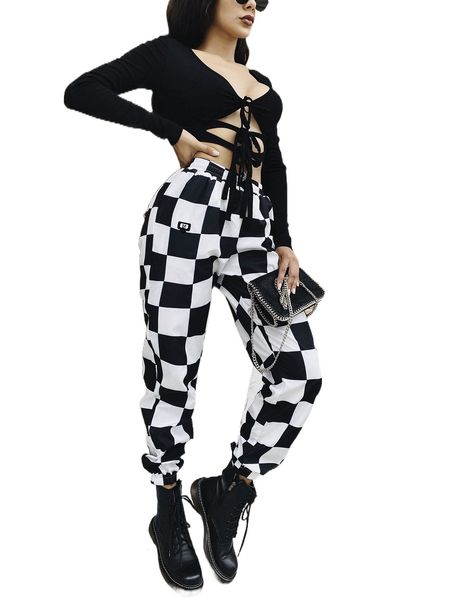 meysi kim slant pocket checkered print pants w9ut#, Black;white
meysi kim slant pocket checkered print pants w9ut#, Black;white