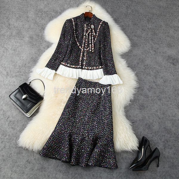 women's two piece pants autumn and winter women's wear nail bead sequin cardigan jacket + tweed fishtail skirt celebrity suit t112, White
women's two piece pants autumn and winter women's wear nail bead sequin cardigan jacket + tweed fishtail skirt celebrity suit t112, White