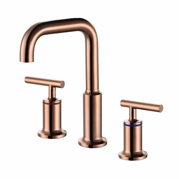 luxury bathroom basin faucet rose golden color separated double handle 3-holes deck mounted cold and sink water mixer tap
luxury bathroom basin faucet rose golden color separated double handle 3-holes deck mounted cold and sink water mixer tap
