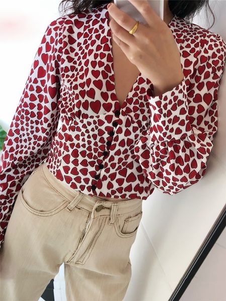 spring summer women long sleeve blouse crop heart print vintage button down shirt for women v neck korean woman blouses, White
spring summer women long sleeve blouse crop heart print vintage button down shirt for women v neck korean woman blouses, White