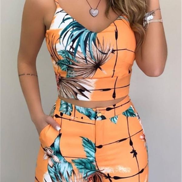 fashion women shorts suits 2pieces sets summer office lady floral strap tank crop igh waist button shorts female outfits 220610, White
fashion women shorts suits 2pieces sets summer office lady floral strap tank crop igh waist button shorts female outfits 220610, White