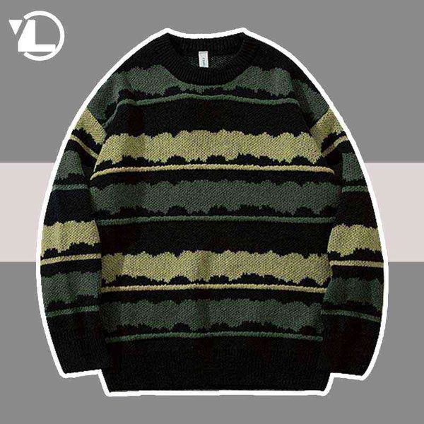 stripe knitted sweater men women streetwear vintage winter soft sweaters 2021 japanese casual autumn college pullover t220730, White;black
stripe knitted sweater men women streetwear vintage winter soft sweaters 2021 japanese casual autumn college pullover t220730, White;black