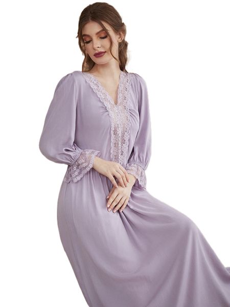 solid flounce sleeve lace trim night dress 01bu#, Black;red
solid flounce sleeve lace trim night dress 01bu#, Black;red