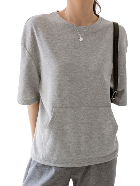 dazy-less kangaroo pocket drop shoulder sweatshirt t7bh#, Black
