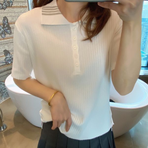 women's t-shirt designer 22 summer tb college style lapel contrast stripe short sleeved t-shirt korean version slim and versatile knitt, White
women's t-shirt designer 22 summer tb college style lapel contrast stripe short sleeved t-shirt korean version slim and versatile knitt, White