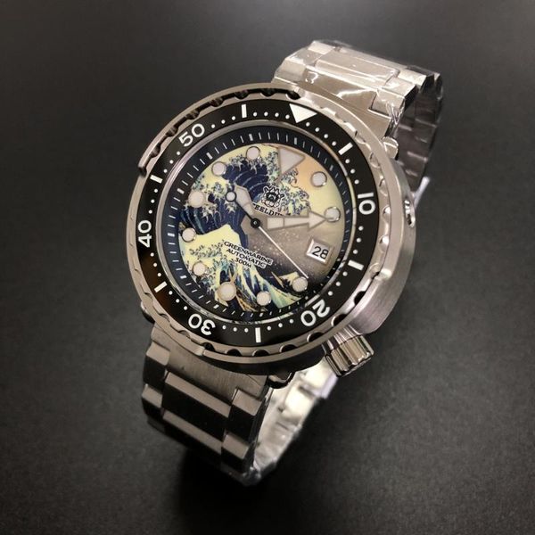 wristwatches steeldive tuna men's diving watch kanagawa ocean wave dial sapphire 200m water resistance nh35 automatic wristwatch, Slivery;brown
wristwatches steeldive tuna men's diving watch kanagawa ocean wave dial sapphire 200m water resistance nh35 automatic wristwatch, Slivery;brown