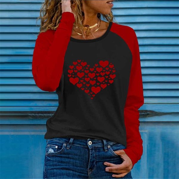 women fashion casual long sleeve blouse feamle round neck heart shape print design 210716, White
women fashion casual long sleeve blouse feamle round neck heart shape print design 210716, White