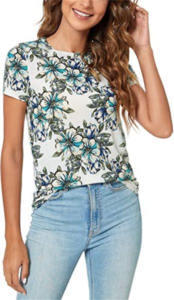& tees women's round neck trim short sleeve t-shirt elastic tight basic t-shirt top, White
& tees women's round neck trim short sleeve t-shirt elastic tight basic t-shirt top, White