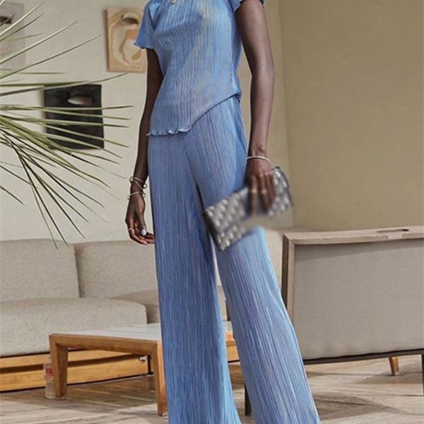 bodycon turtleneck t shirts two piece set women summer blue pleated high waist pants female casual wide trouser suits 220509, White
bodycon turtleneck t shirts two piece set women summer blue pleated high waist pants female casual wide trouser suits 220509, White