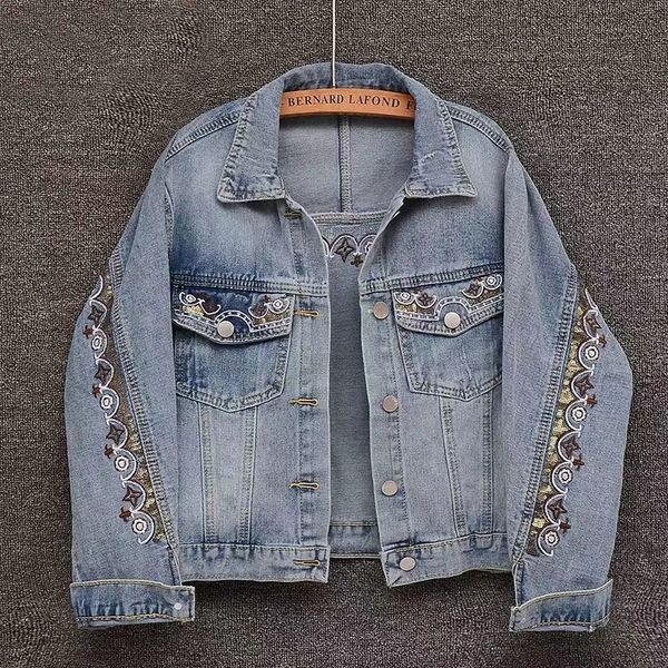 wt112-women's jackets brand designer sequined embroidered short denim jacket for women, Black;brown
wt112-women's jackets brand designer sequined embroidered short denim jacket for women, Black;brown