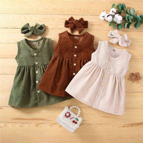 summer infant baby girls ribbed corduroy dresss 0-3y princess kids girl single breasted casual dresses headband children clothes g220518, Red;yellow
summer infant baby girls ribbed corduroy dresss 0-3y princess kids girl single breasted casual dresses headband children clothes g220518, Red;yellow