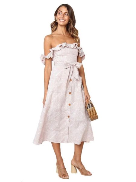 casual dresses backless women summer dress ruffles off shoulder beach buttons long sundress boho midi ladies vestidos, Black;gray
casual dresses backless women summer dress ruffles off shoulder beach buttons long sundress boho midi ladies vestidos, Black;gray