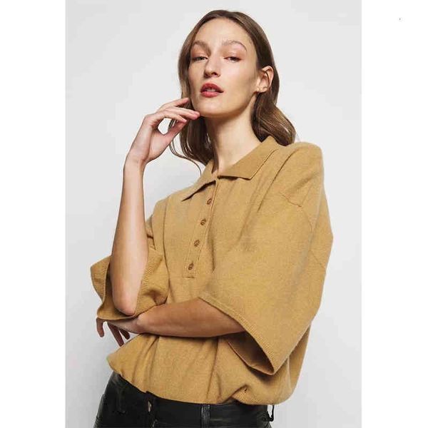 women's t-shirt summer women khaki linen knitted lapel-collar high street fashion q9t0, White
women's t-shirt summer women khaki linen knitted lapel-collar high street fashion q9t0, White