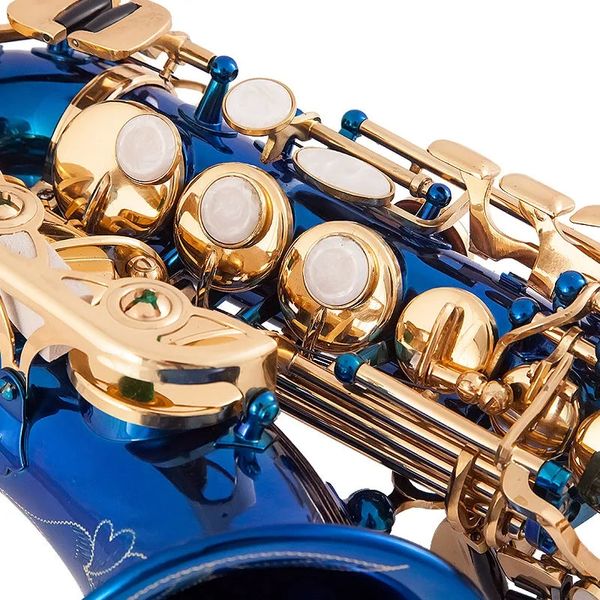 blue lacquer gold treble saxophone small bend sax drop b key professional sax soprano playing instrument
blue lacquer gold treble saxophone small bend sax drop b key professional sax soprano playing instrument