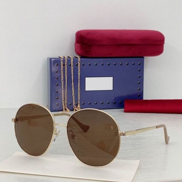 2022 women men sunglasses silver metal thin frame brown round big lenses available with box, White;black
2022 women men sunglasses silver metal thin frame brown round big lenses available with box, White;black