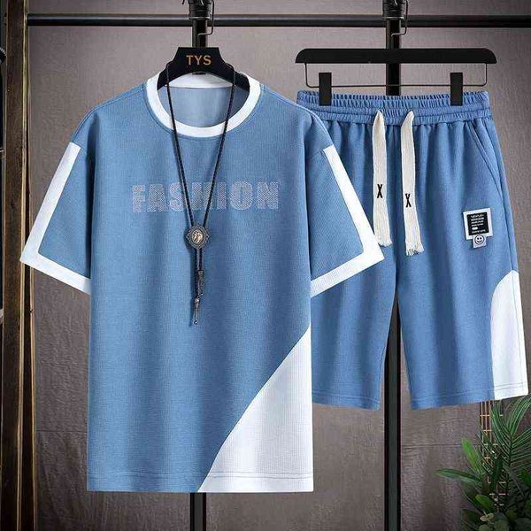 summer short sleeve t-shirt men's thin loose waffle casual sports suit youth student pants one, White;black
summer short sleeve t-shirt men's thin loose waffle casual sports suit youth student pants one, White;black