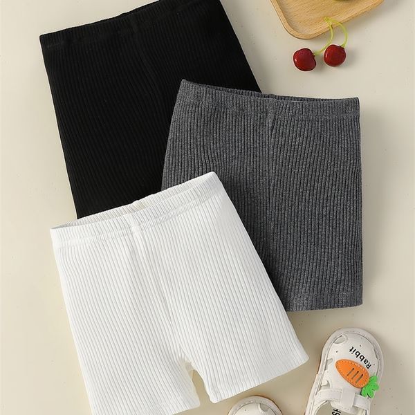 baby 3pcs solid rib-knit shorts she01, Black