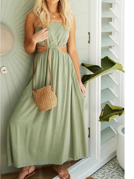 casual dresses foridol spaghetti strap waist hollow out beige summer maxi long dress solid elegant backless sundress women 2022, Black;gray
casual dresses foridol spaghetti strap waist hollow out beige summer maxi long dress solid elegant backless sundress women 2022, Black;gray