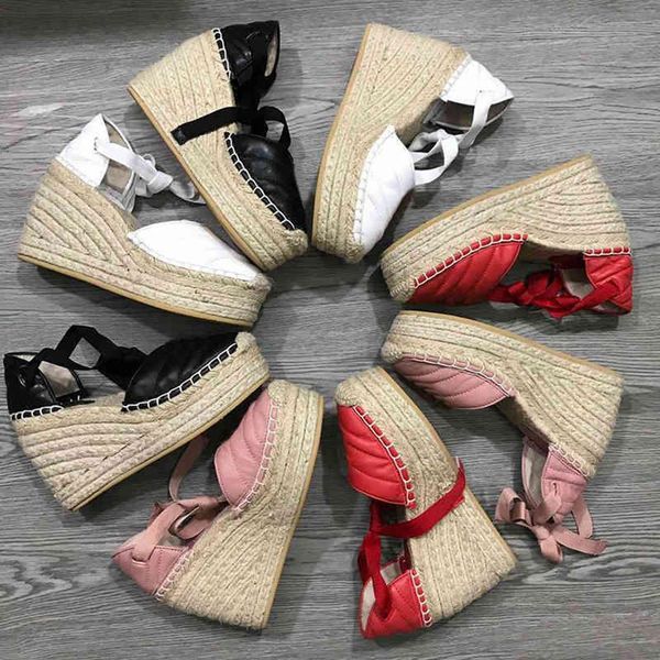 designer sandals women shoes espadrille strap round wedge heel heels fashion genuine leather fisherman wedding dress party shoes with box, Black
designer sandals women shoes espadrille strap round wedge heel heels fashion genuine leather fisherman wedding dress party shoes with box, Black