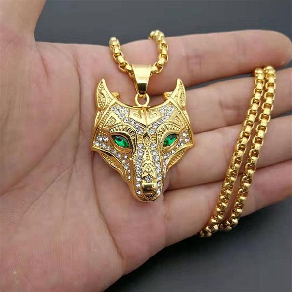 men stainless steel necklace gold color viking wolf head necklace pendant with chain iced out norse talisman ethnic jewelry192n, Silver
men stainless steel necklace gold color viking wolf head necklace pendant with chain iced out norse talisman ethnic jewelry192n, Silver