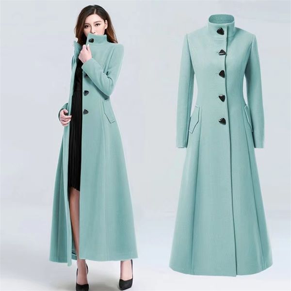 women's wool blends women winter outerwear korean elegant horn button ladies solid color stand collar thick long woolen blends jacket o, Black
women's wool blends women winter outerwear korean elegant horn button ladies solid color stand collar thick long woolen blends jacket o, Black
