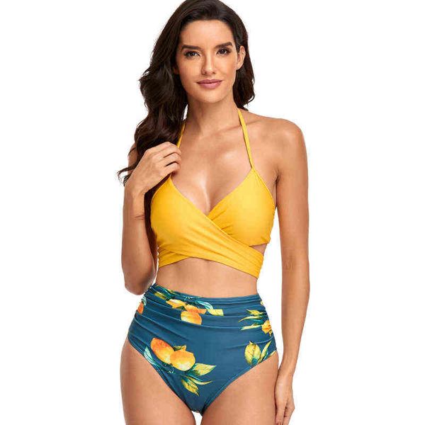 split 2022 swimsuit women's bikini solid color cross high waist floral swimsuit, White;black
split 2022 swimsuit women's bikini solid color cross high waist floral swimsuit, White;black