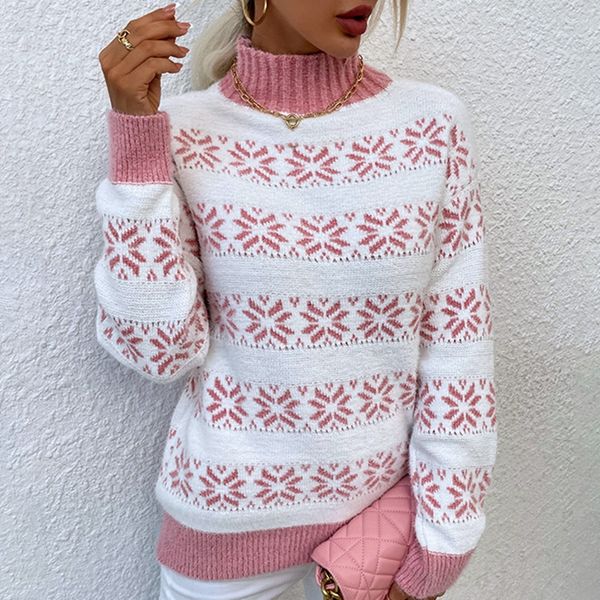 2022 new winter christmas jumpers for women mock neck long sleeve casual loose sweater warm thick knitwear xmas pullovers, White;black
2022 new winter christmas jumpers for women mock neck long sleeve casual loose sweater warm thick knitwear xmas pullovers, White;black