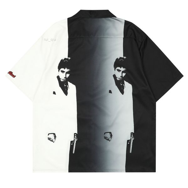 casual shirts men 2022 summer patchwork shirt button hawaii vintage hip hop, White;black
casual shirts men 2022 summer patchwork shirt button hawaii vintage hip hop, White;black