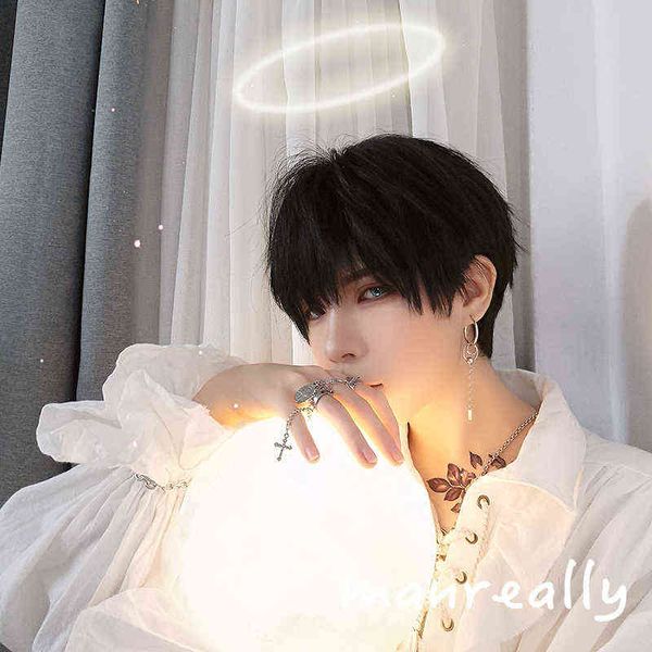 black men's wigs 12" short straight with bangs synthetic for women male boy cosplay anime party daily costume 220622
black men's wigs 12" short straight with bangs synthetic for women male boy cosplay anime party daily costume 220622