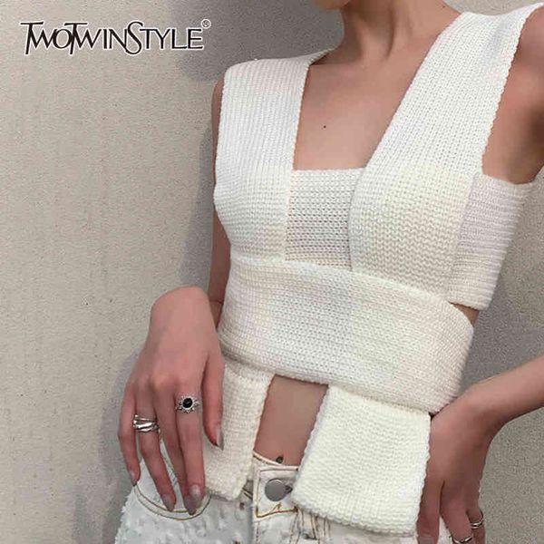 knitted for women square collar sleeveless hollow out solid t shirt female fashion clothing summer 210423, White
knitted for women square collar sleeveless hollow out solid t shirt female fashion clothing summer 210423, White